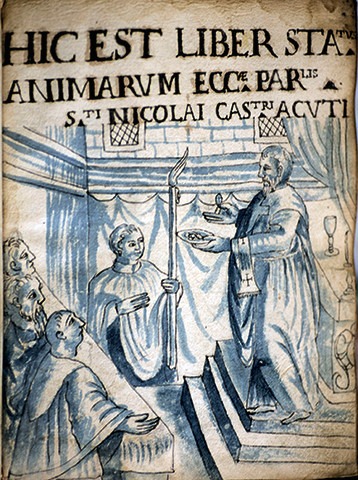 Frontespizio del Liber Status Animarum della parrocchia di San Nicola di Acuto